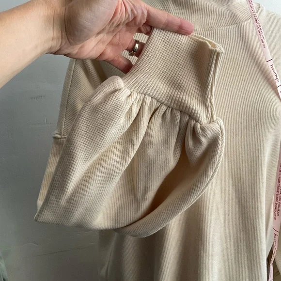 Choosy Cream Turtleneck Oversized Balloon Sleeve Boyfriend Sweater - Picture 6 of 10